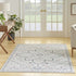 8' X 10' Ivory and Blue Oriental Power Loom Washable Area Rug