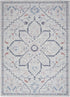 8' X 10' Ivory and Blue Oriental Power Loom Washable Area Rug