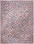 9' X 12' Blue and Red Floral Power Loom Distressed Washable Area Rug