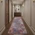 10' Blue and Red Geometric Power Loom Distressed Washable Runner Rug