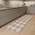 8' Natural and Ivory Geometric Power Loom Washable Non Skid Runner Rug
