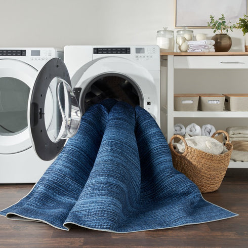 10' Blue Abstract Washable Runner Rug