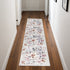 8' Ivory Floral Washable Runner Rug