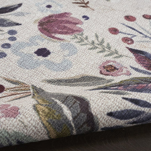 8' Ivory Floral Washable Runner Rug