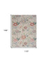 9' X 12' Cream Pink And Green Floral Washable Area Rug