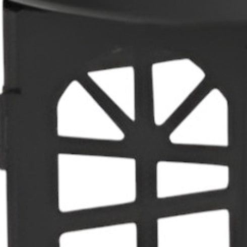 Set of Two Black Metal Celestial Tabletop Lantern Candle Holders