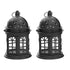 Set of Two Black Metal Celestial Tabletop Lantern Candle Holders