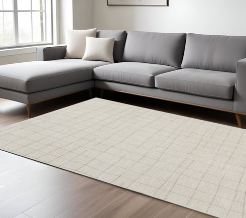 8' X 10' Gray And Ivory Abstract Area Rug