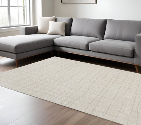 8' X 10' Gray And Ivory Abstract Area Rug