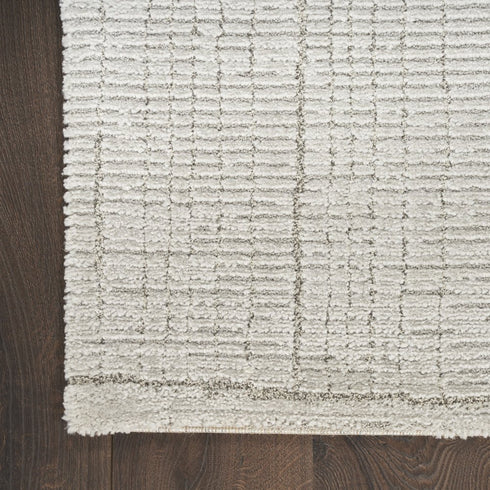 8' Gray And Silver Abstract Runner Rug