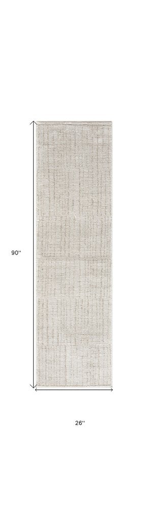 8' Gray And Silver Abstract Runner Rug