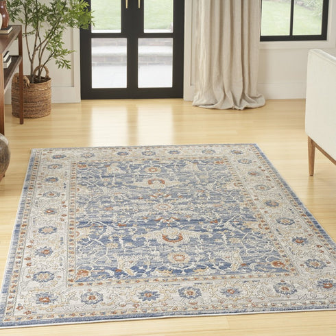 8' X 10' Blue and Gray Oriental Power Loom Area Rug