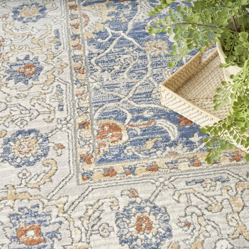 8' X 10' Blue and Gray Oriental Power Loom Area Rug