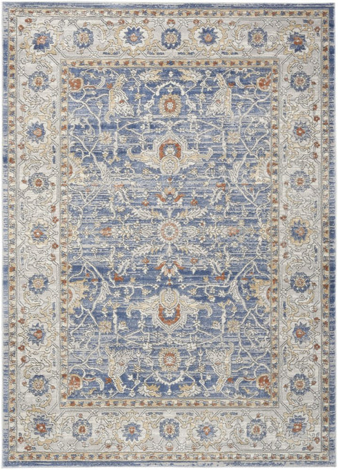 8' X 10' Blue and Gray Oriental Power Loom Area Rug