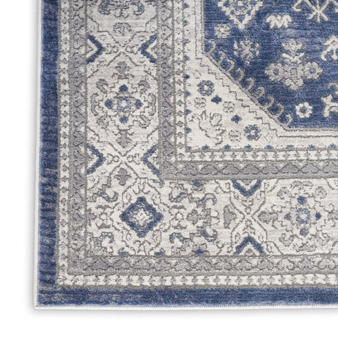 8' X 10' Blue And Gray Medallion Area Rug