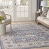 8' X 10' Blue and Gray Oriental Power Loom Area Rug