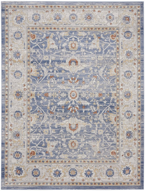 8' X 10' Blue and Gray Oriental Power Loom Area Rug