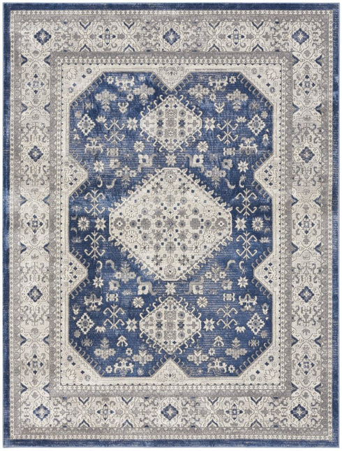 8' X 10' Blue And Gray Medallion Area Rug