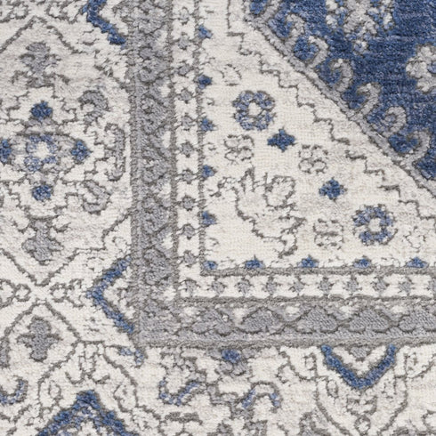 8' X 10' Blue And Gray Medallion Area Rug