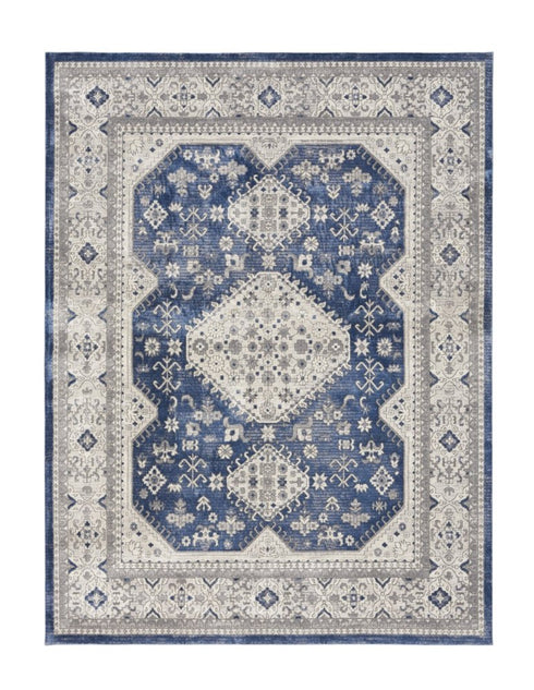8' X 10' Blue And Gray Medallion Area Rug
