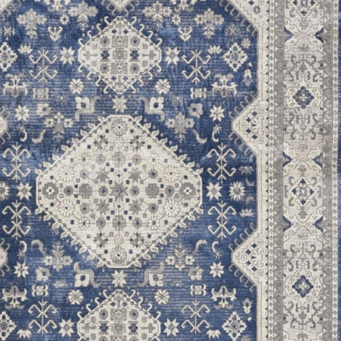 8' X 10' Blue And Gray Medallion Area Rug