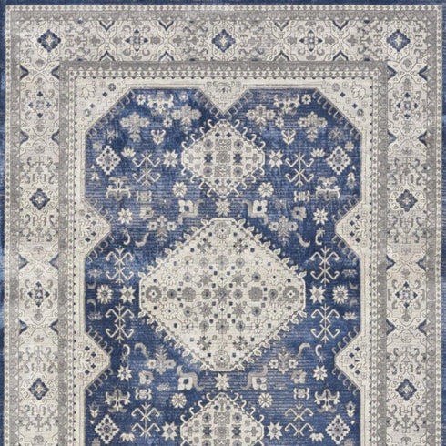 8' X 10' Blue And Gray Medallion Area Rug
