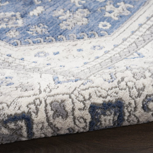 8' X 10' Blue And Gray Medallion Area Rug