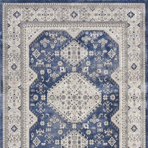 8' X 10' Blue And Gray Medallion Area Rug