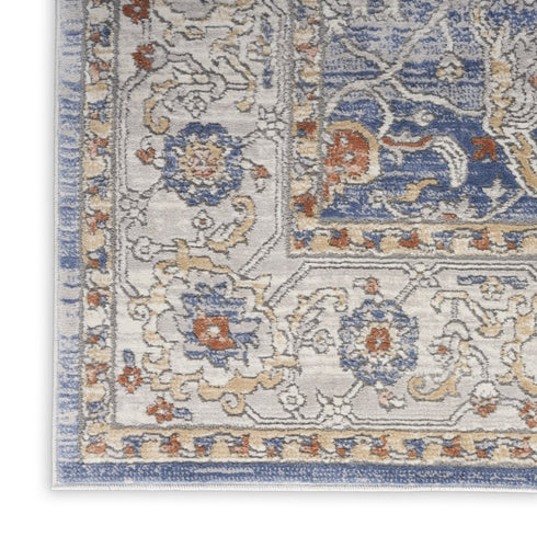 8' X 10' Blue and Gray Oriental Power Loom Area Rug