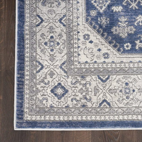8' X 10' Blue And Gray Medallion Area Rug