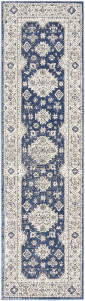 8' X 10' Blue And Gray Medallion Area Rug