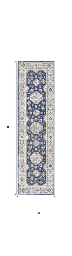 8' X 10' Blue And Gray Medallion Area Rug