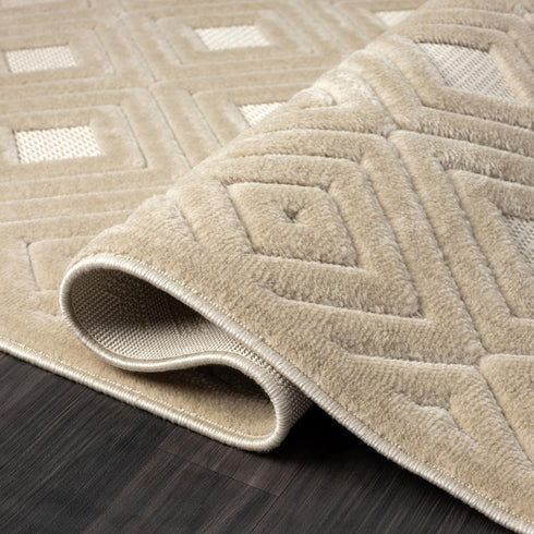8' X 10' Beige Geometric Area Rug