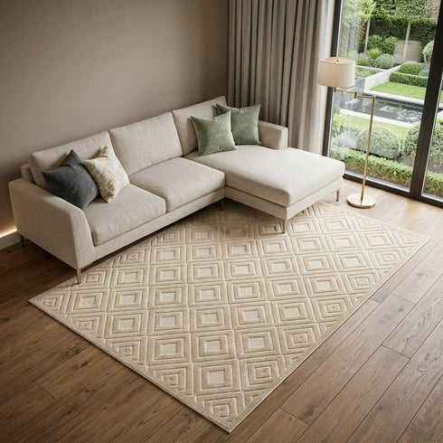 8' X 10' Beige Geometric Area Rug
