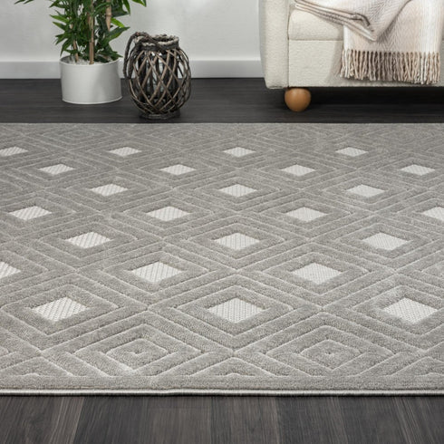 8' X 10' Gray Geometric Area Rug