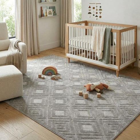 8' X 10' Gray Geometric Area Rug