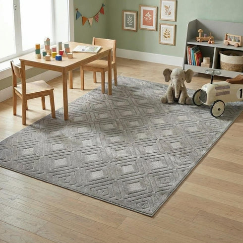 8' X 10' Gray Geometric Area Rug