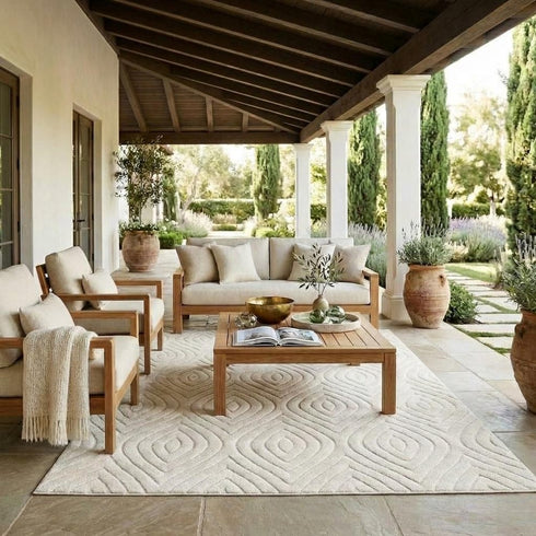 8' X 10' Ivory Trellis Area Rug