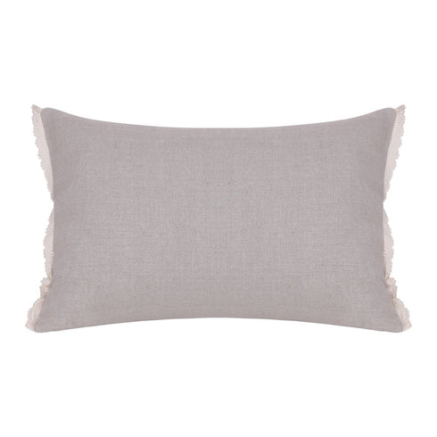 Natural and Ivory Throw Pillow with Embroidery