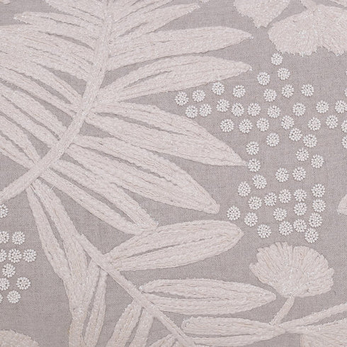 Natural and Ivory Throw Pillow with Embroidery