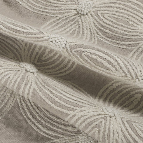 Beige and Ivory Throw Pillow with Embroidery