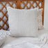 20" Beige and Ivory Throw Pillow with Embroidery and Fringe