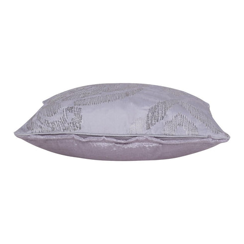 20" X 20" Silver Striped Polyester Zippered Pillow With Beads