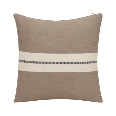 20" X 20" Brown Striped Cotton Zippered Pillow