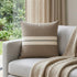 24" Taupe And Dark Gray Cotton Striped Throw Pillow