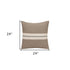 24" Taupe And Dark Gray Cotton Striped Throw Pillow