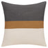 24" Dark Gray Brown And Off White Cotton Striped Throw Pillow