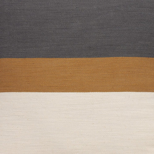 24" Dark Gray Brown And Off White Cotton Striped Throw Pillow