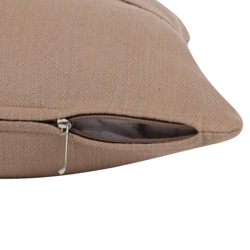 24" Brown Cotton Throw Pillow With Buttons
