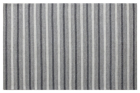 9' X 12' Gray Wool Striped Hand Woven Area Rug
